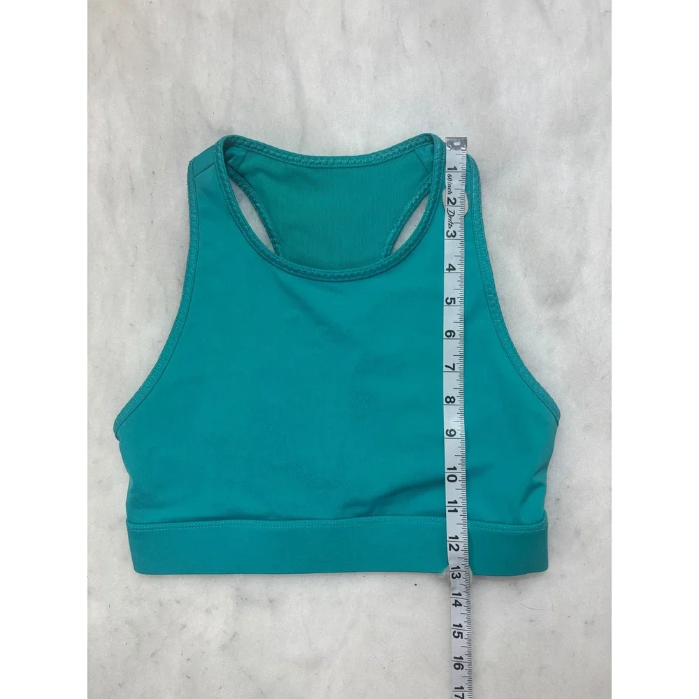 Fabletics Teal Racerback High Neck Sports Bra Strappy Back Workout Fitness Sm